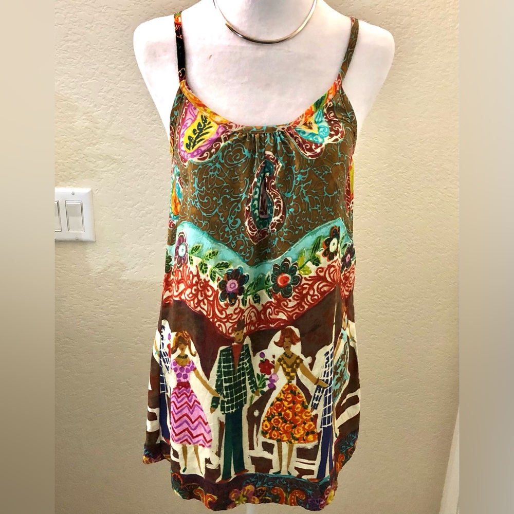 Jams World Boho Printed Mini Dress with Figurative Border